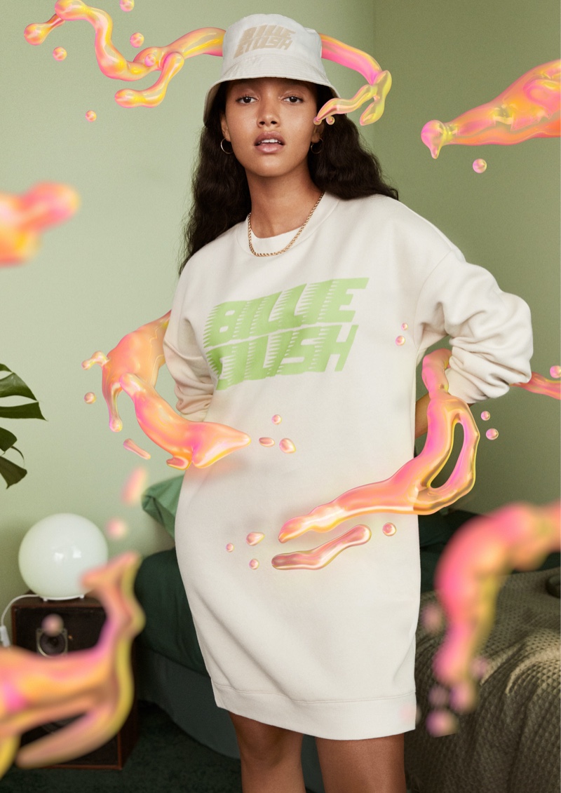 A look from Billie Eilish's merch collection with H&M