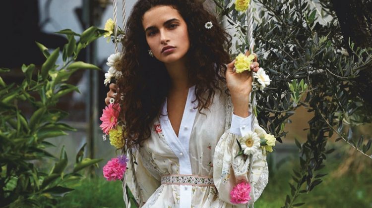 Chiara Scelsi Tries On Romantic Florals for Vogue Japan
