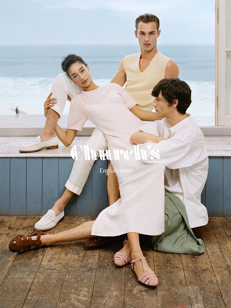 Damaris Goddrie, Kit Butler and Nicolas Ripoll appear in Church's spring-summer 2020 campaign