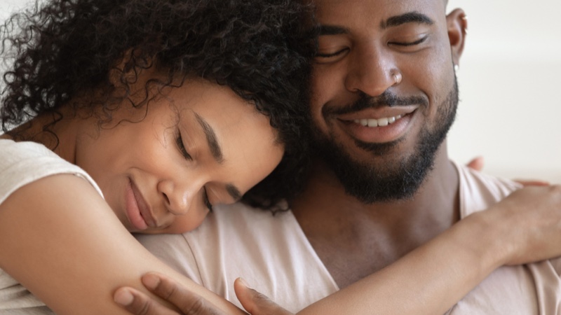 Closeup Black Couple Man Beard Natural