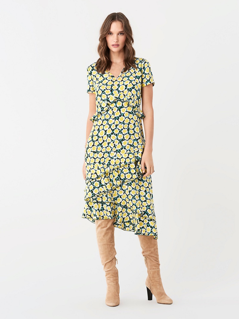 DVF Glenys Silk Crepe de Chine Asymmetrical Dress $498