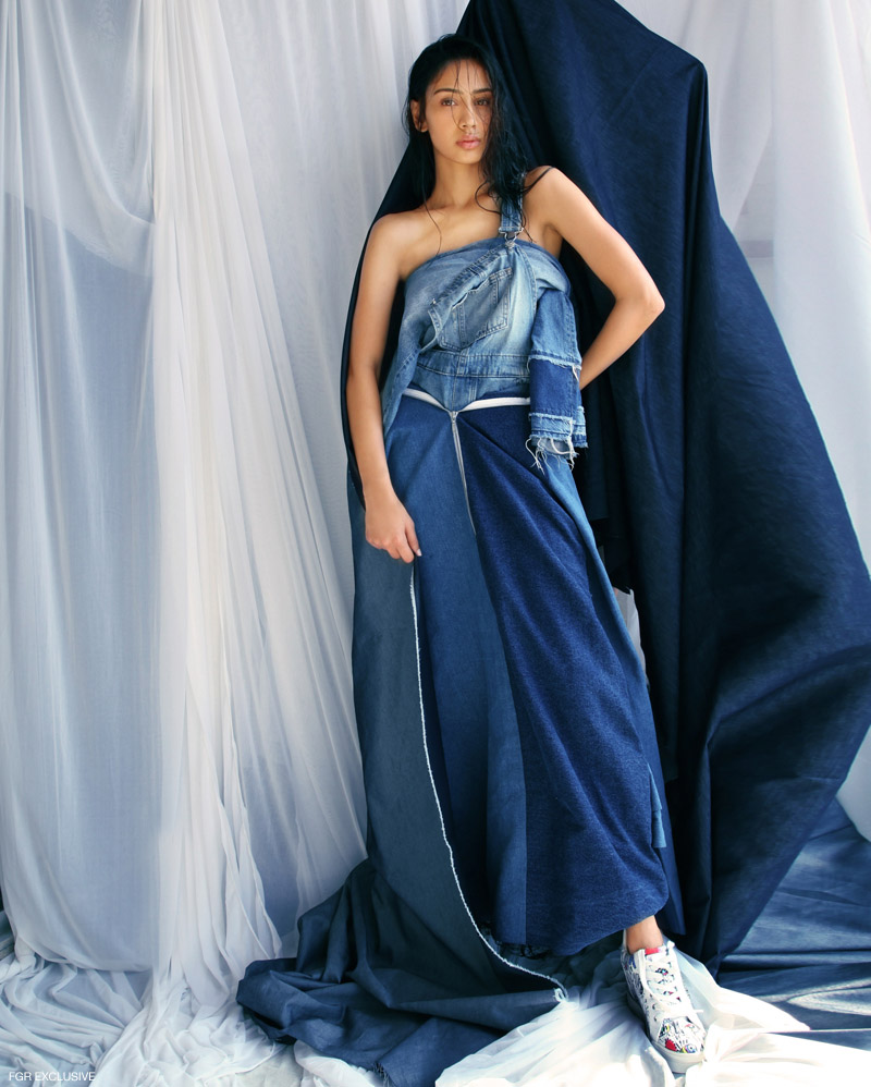 Jumpsuit Zara, Pant (Wrapped as Top) H&M, Denim Dress Rosh and Sneakers Guess. Photo: Kay Sukumar