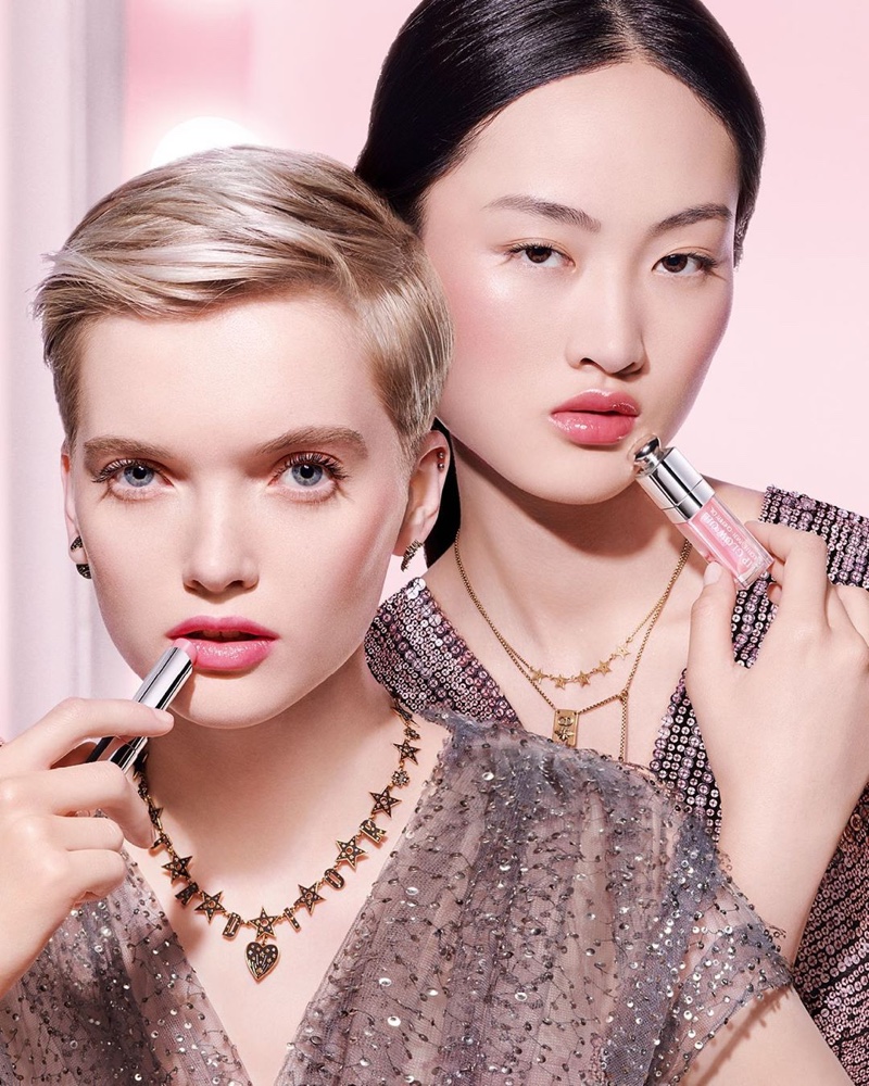 Ruth Bell and Jing Wen appear in Dior Lip Glow 2020 campaign