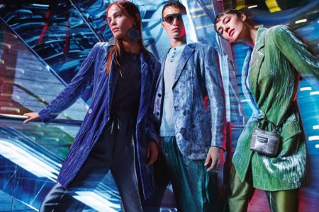 Emporio Armani Lights Up Spring 2020 Campaign Nina Marker, Julian Schneyder and Anya Lyagoshina front Emporio Armani spring-summer 2020 campaign
