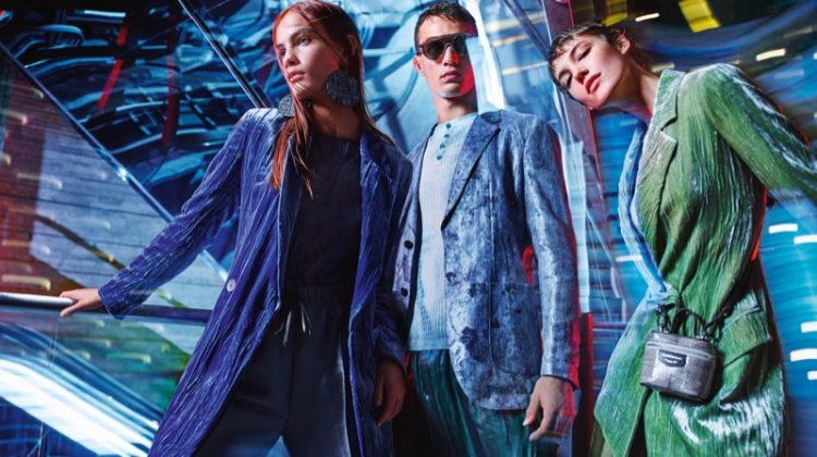 Nina Marker, Julian Schneyder and Anya Lyagoshina front Emporio Armani spring-summer 2020 campaign