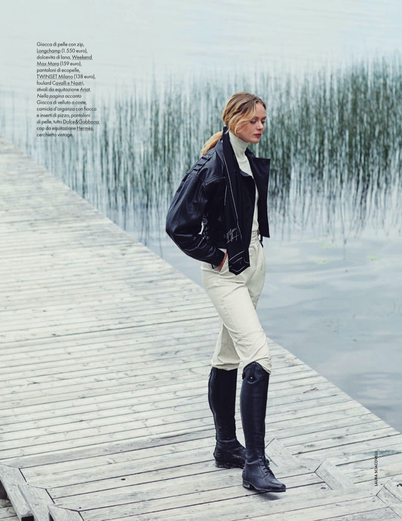 Frida Gustavsson Looks Equestrian Chic for ELLE Italy