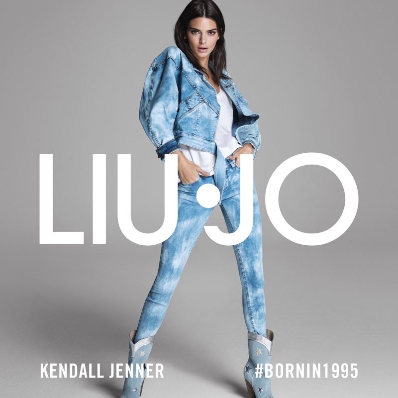 Clad in denim, Kendall Jenner poses for Liu Jo spring-summer 2020 campaign.