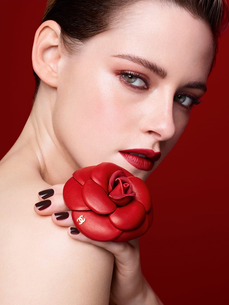 Actress Kristen Stewart gets her closeup in Chanel Rouge Allure Velvet lipstick campaign