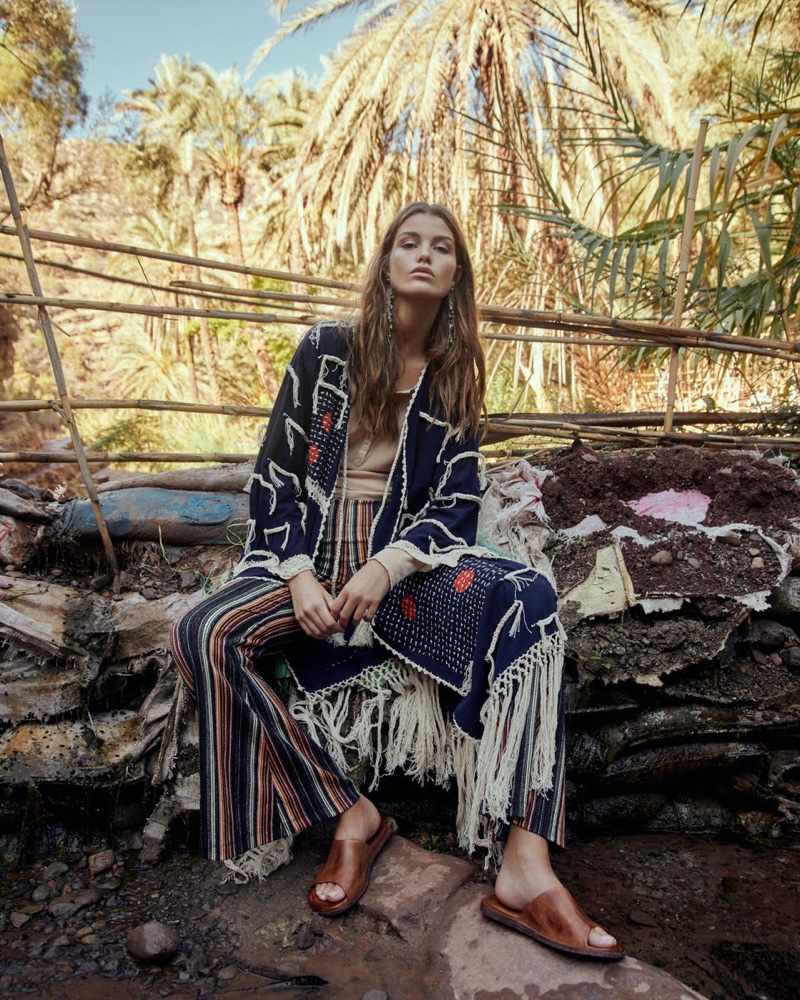 Luna Bijl poses in Free People January 2020 catalog