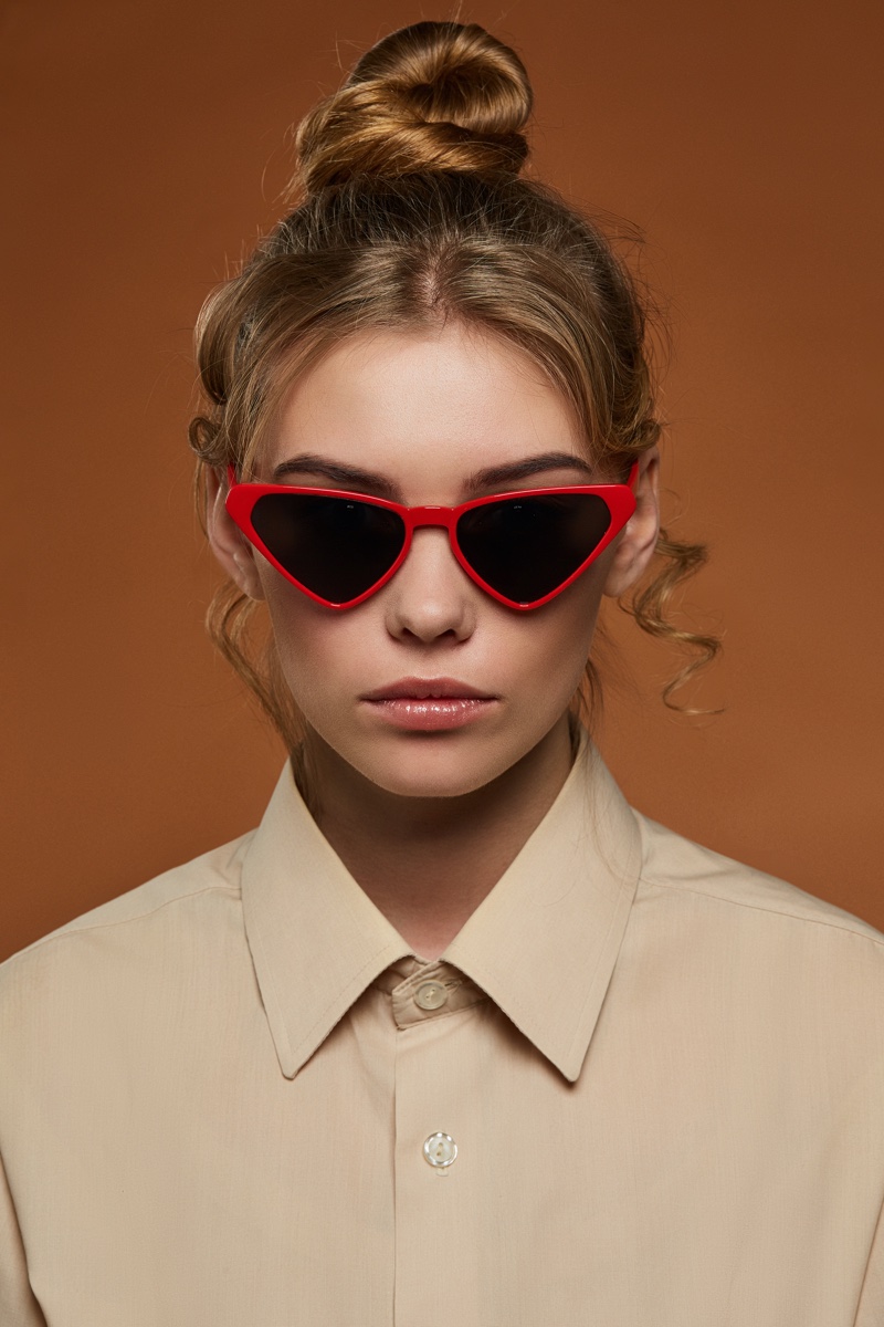 Model Red Triangle Sunglasses High Bun