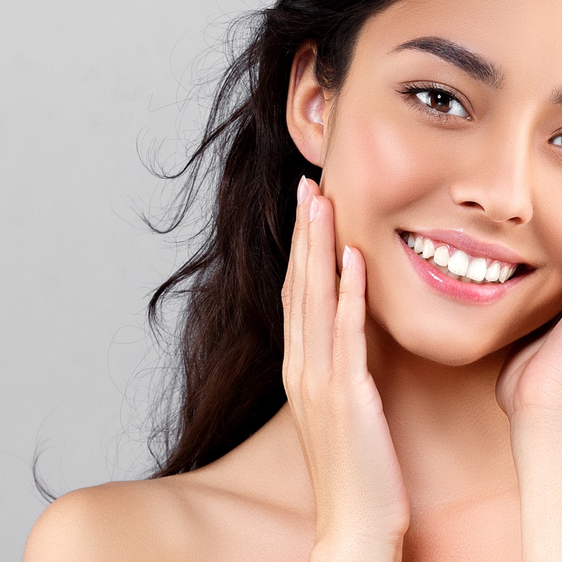 Model Smiling Closeup Beauty Dark Hair