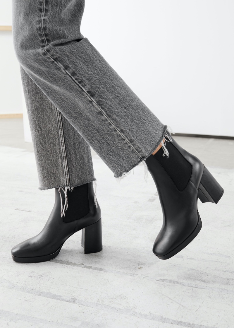& Other Stories Block Heel Leather Chelsea Boots $229