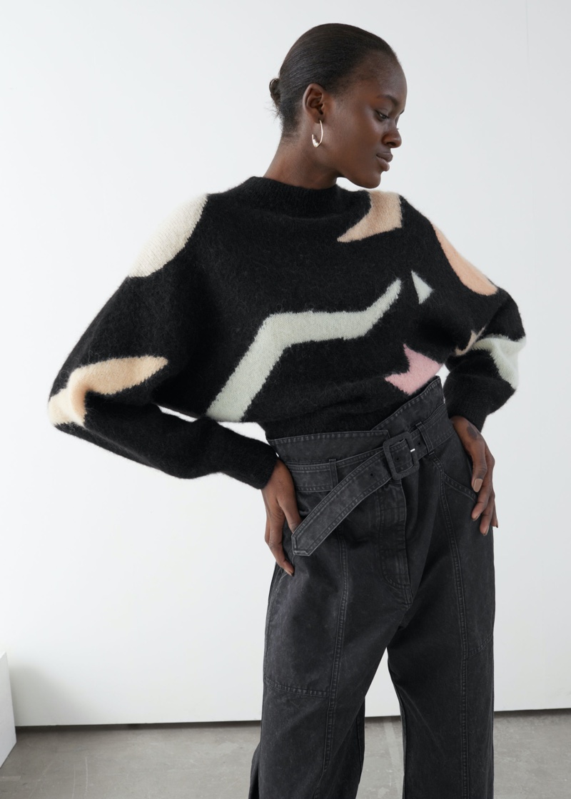 & Other Stories Geometric Color Block Sweater $119