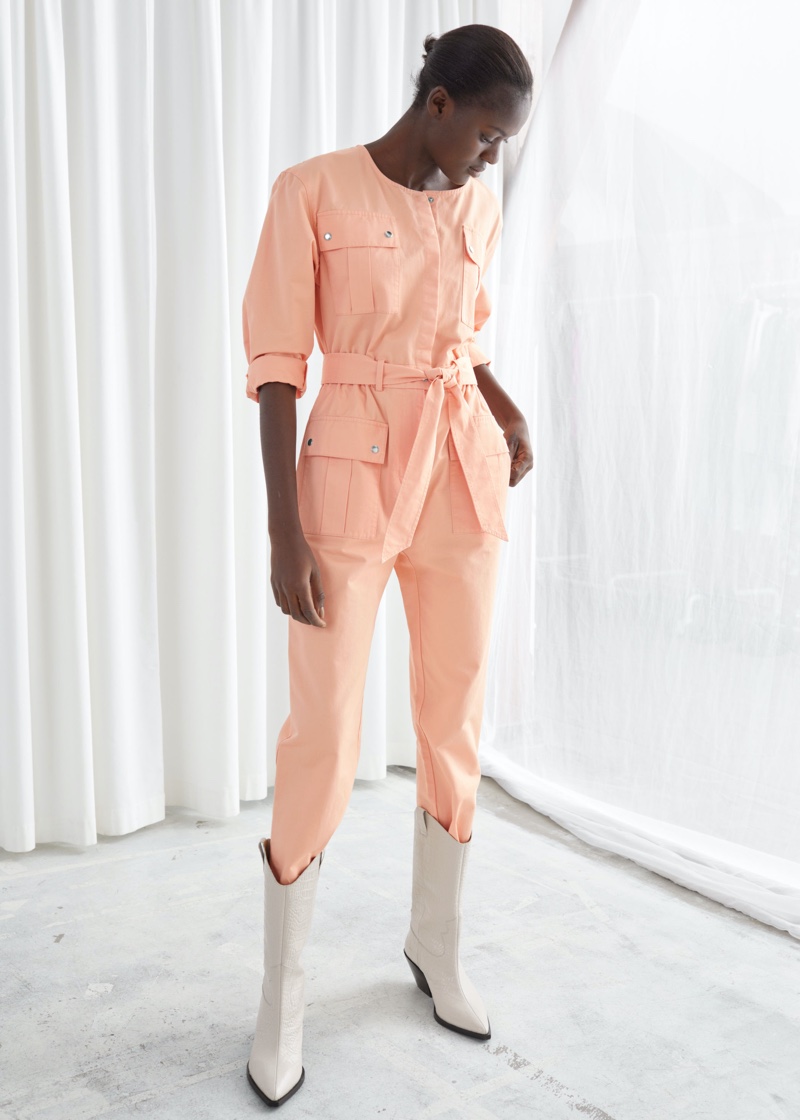 & Other Stories Organic Cotton Tie Belt Jumpsuit $129