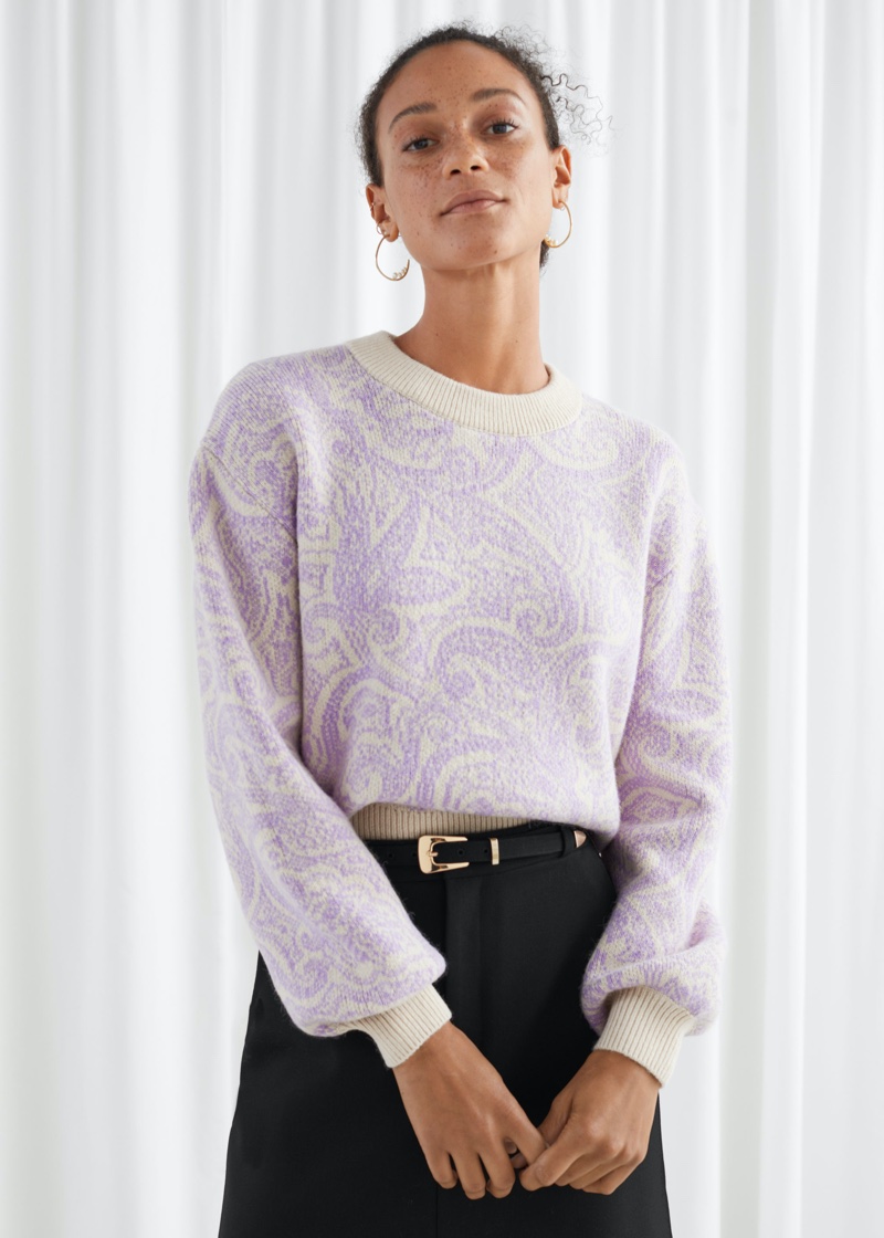 & Other Stories Paisley Jacquard Knitted Sweater $119