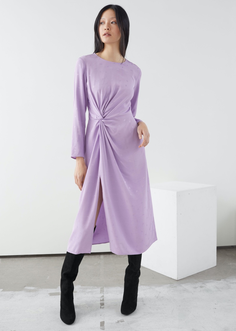& Other Stories Paisley Twist Knot Midi Dress $119