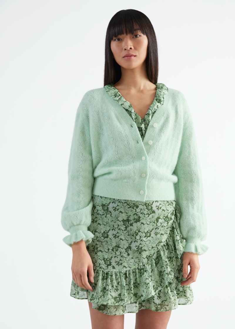 & Other Stories Ruffle Cuff Alpaca Blend Knit Cardigan $99