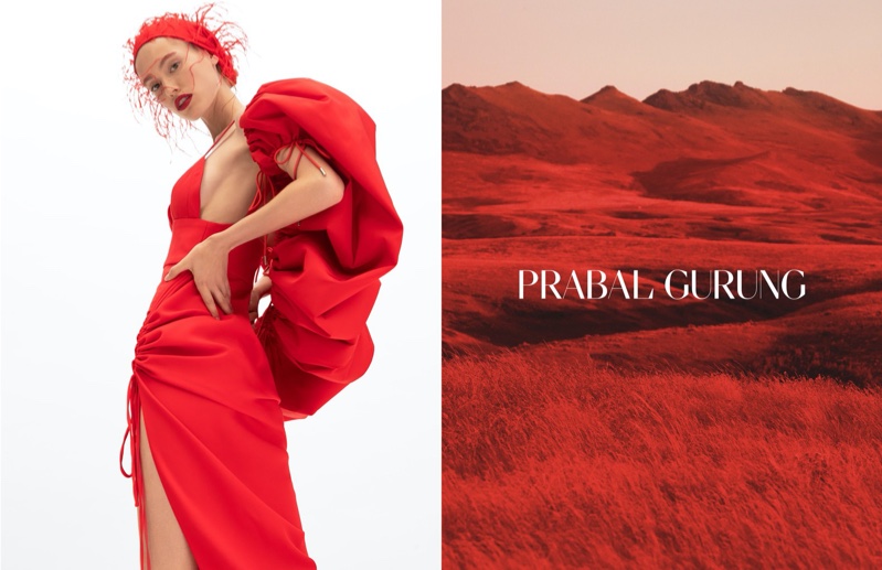 Laura Sorensen dresses in red for Prabal Gurung spring-summer 2020 campaign