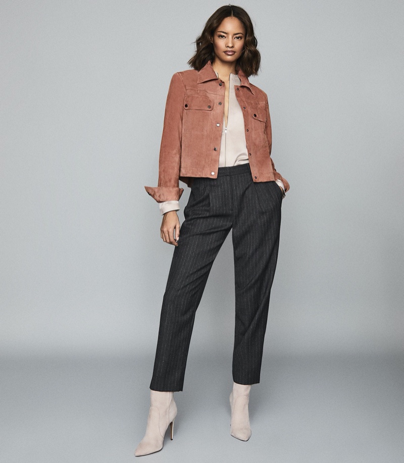 Reiss Nina Suede Trucker Jacket $660