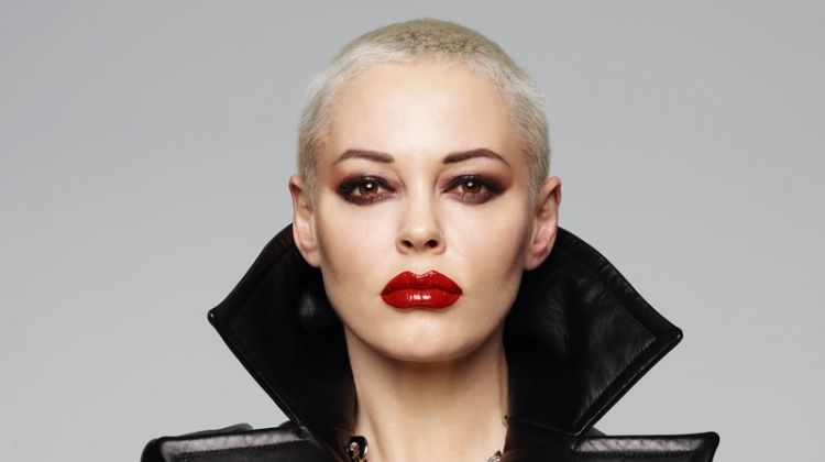 Clad in leather, Rose McGown strikes a pose. Photo: Rankin