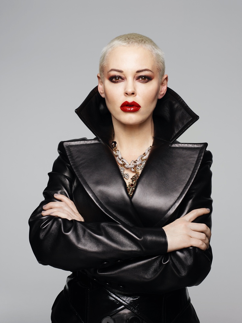 Actress Rose McGowan wears Jitrois jacket and PK Bijoux necklace. Photo: Rankin