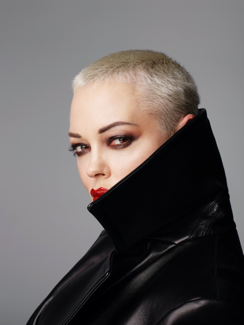 Rose McGowan shows off a short blonde hairstyle. Photo: Rankin