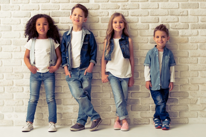 Stylish Children Wearing Denim Outfits