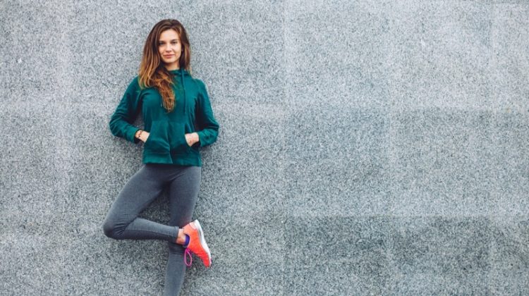 Secrets to Achieve Ideal Body Weight Thin Woman Workout Clothes Sneakers Leggings
