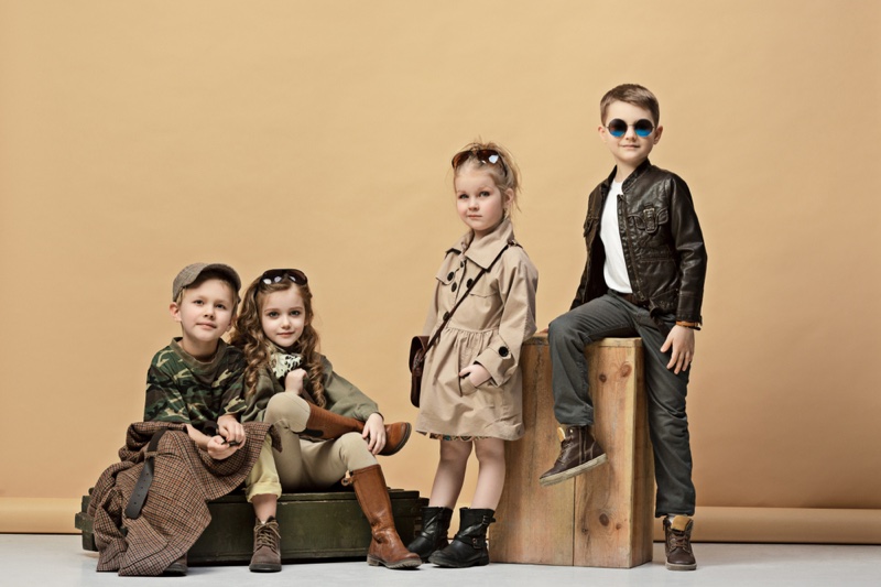 Trendy Kid Models Jackets Boots