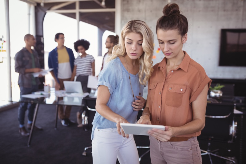 Two Women Working Office Stylish