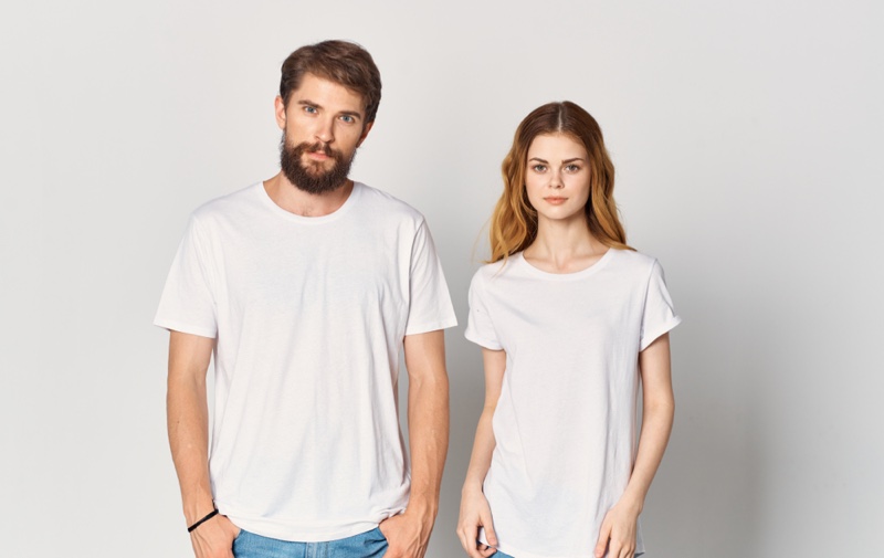 Woman Man White T-Shirts