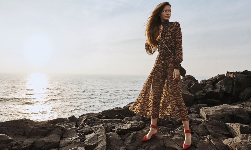 Faretta models Zimmermann Wavelength shirred midi dress from spring 2020 collection