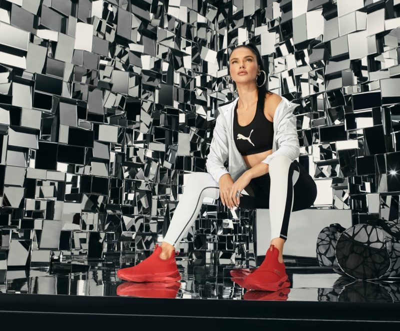 PUMA taps Adriana Lima for LQD Cell Shatter Mid sneaker campaign