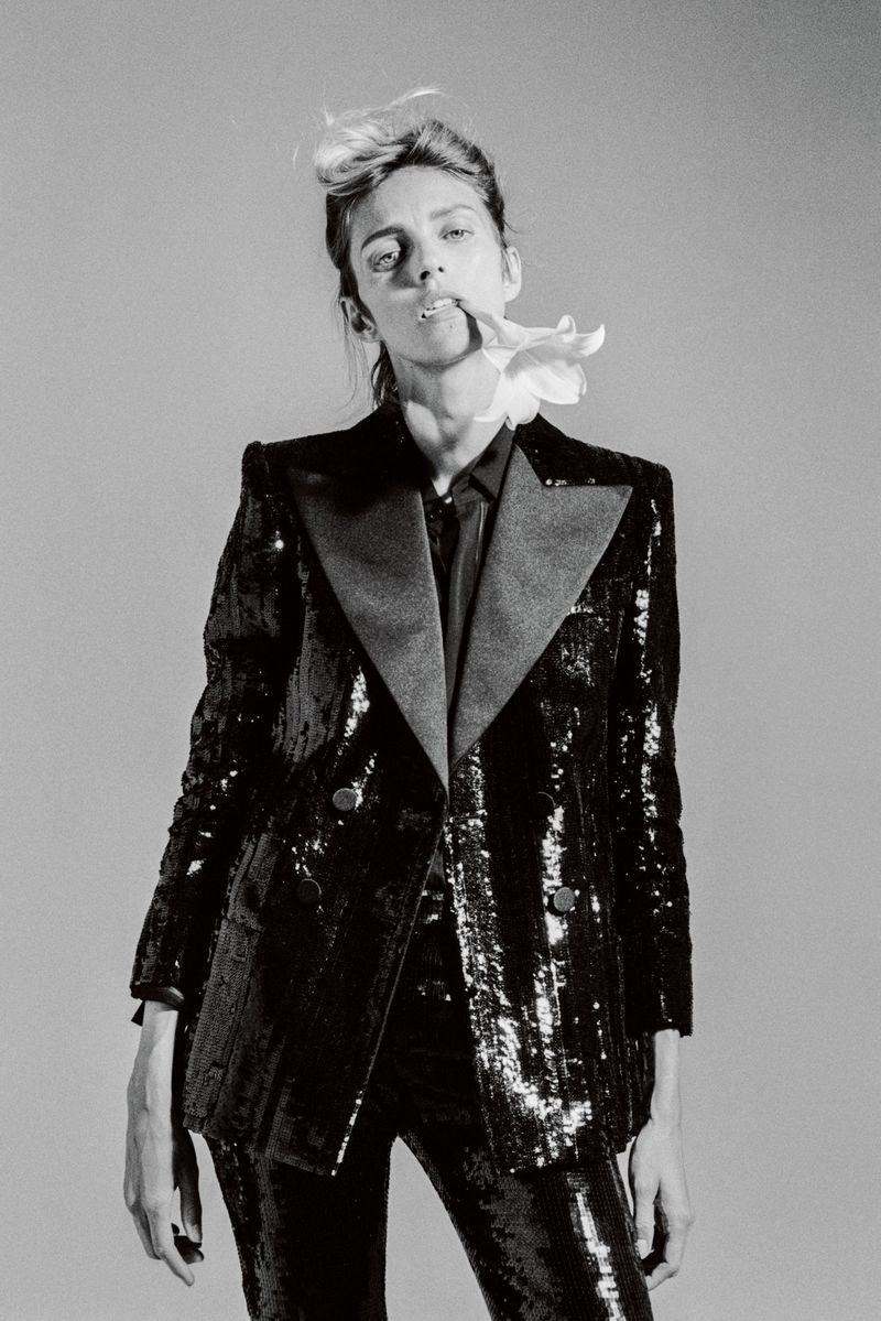 Anja Rubik Poses in Saint Laurent Looks for Purple Fashion