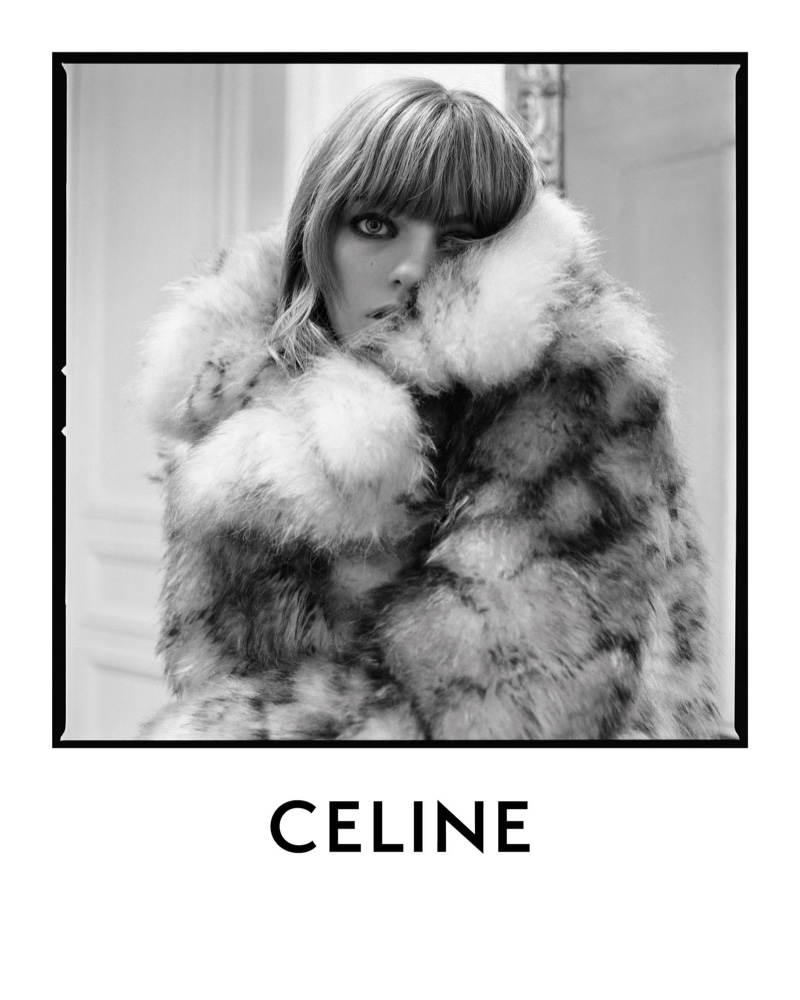 Fran Summers wears faux fur in Celine spring-summer 2020 campaign