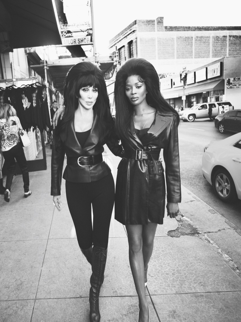 Photographed by Mert & Marcus, Cher and Naomi Campbell look chic in black