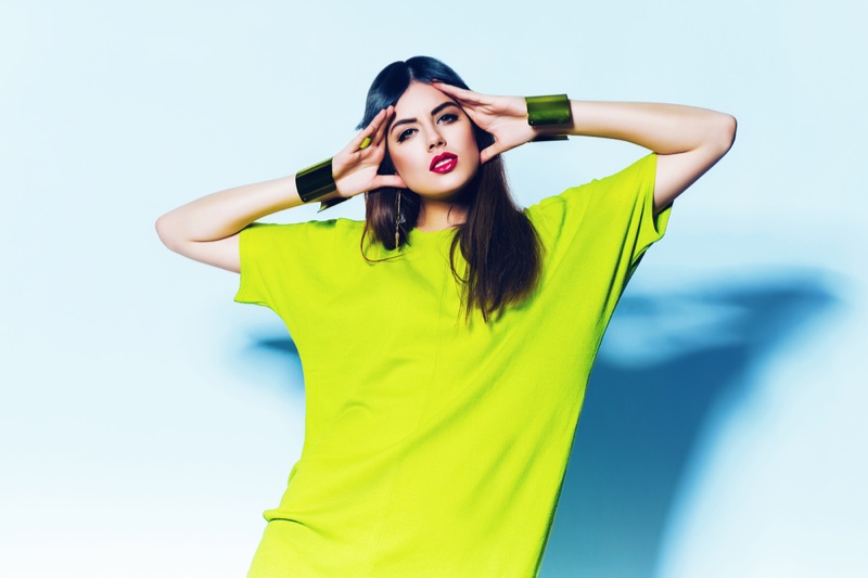 Fashion Model Neon Green Dress Bracelets