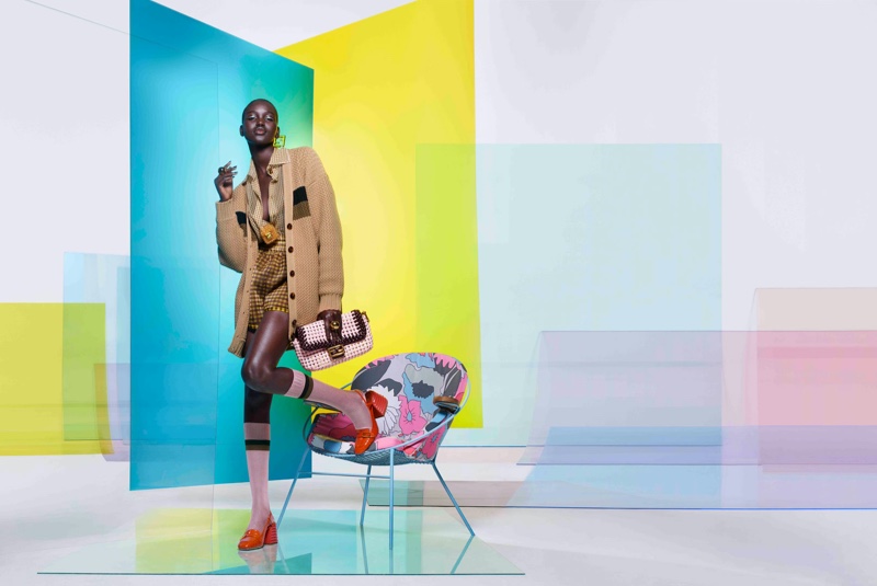 Model Adut Akech appears in Fendi spring-summer 2020 campaign