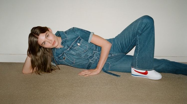 Clad in denim, Grace Elizabeth poses for FRAME spring-summer 2020 campaign