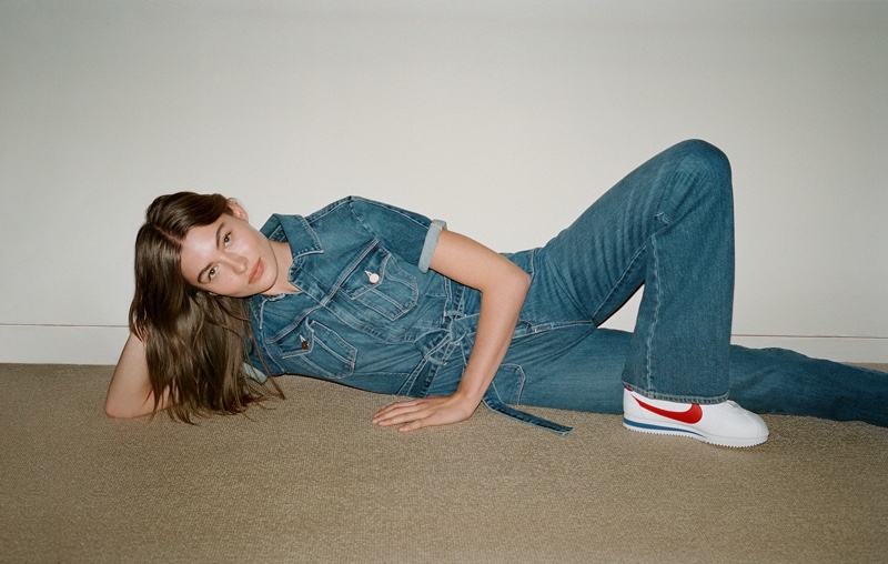 Clad in denim, Grace Elizabeth poses for FRAME spring-summer 2020 campaign