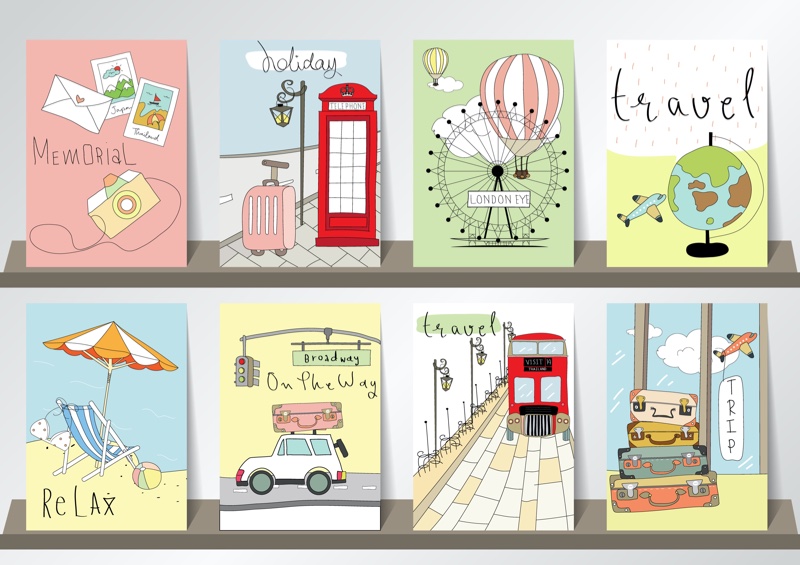 Greeting Cards Travel Various Selection Colorful