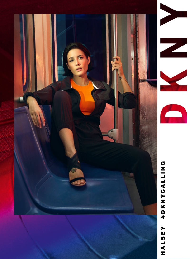 Posing on a subway, Halsey appears in DKNY spring-summer 2020 campaign