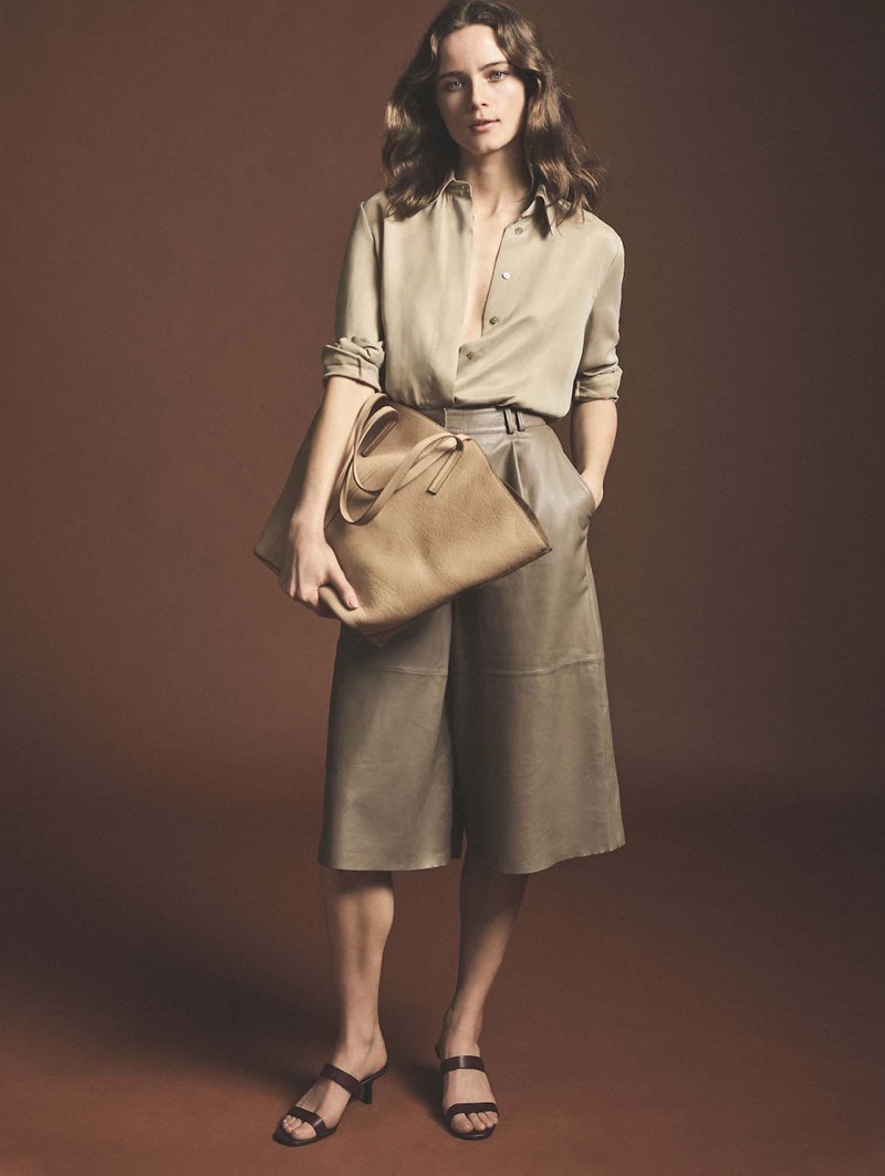 Anna de Rijk poses in Massimo Dutti spring 2020 collection