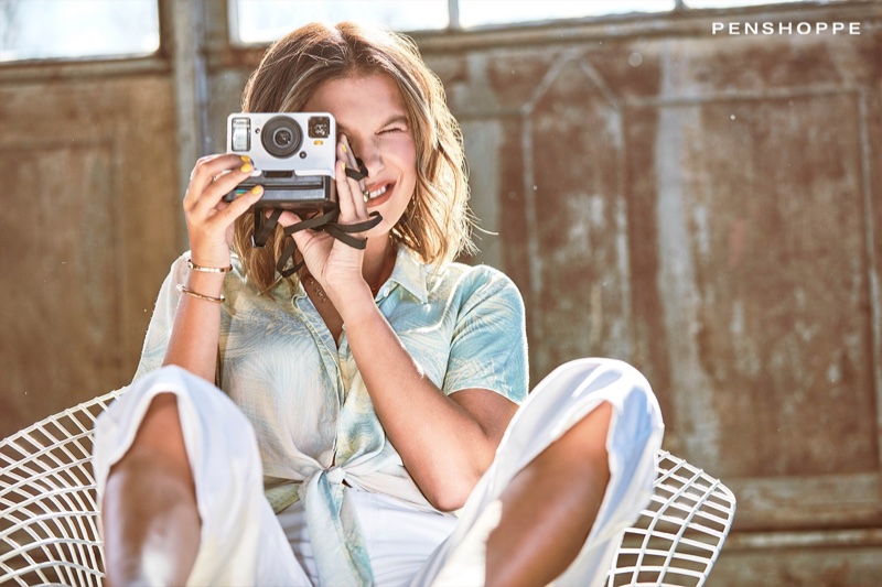 Millie Bobby Brown takes a photo for Penshoppe spring-summer 2020 campaign