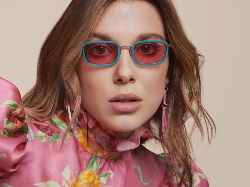 Actress Millie Bobby Brown poses in Vogue Eyewear collaboration