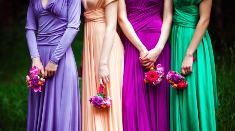 Style Ideas for a 2020 Wedding Multi Color Bridesmaid Dresses Flowers Bouquets
