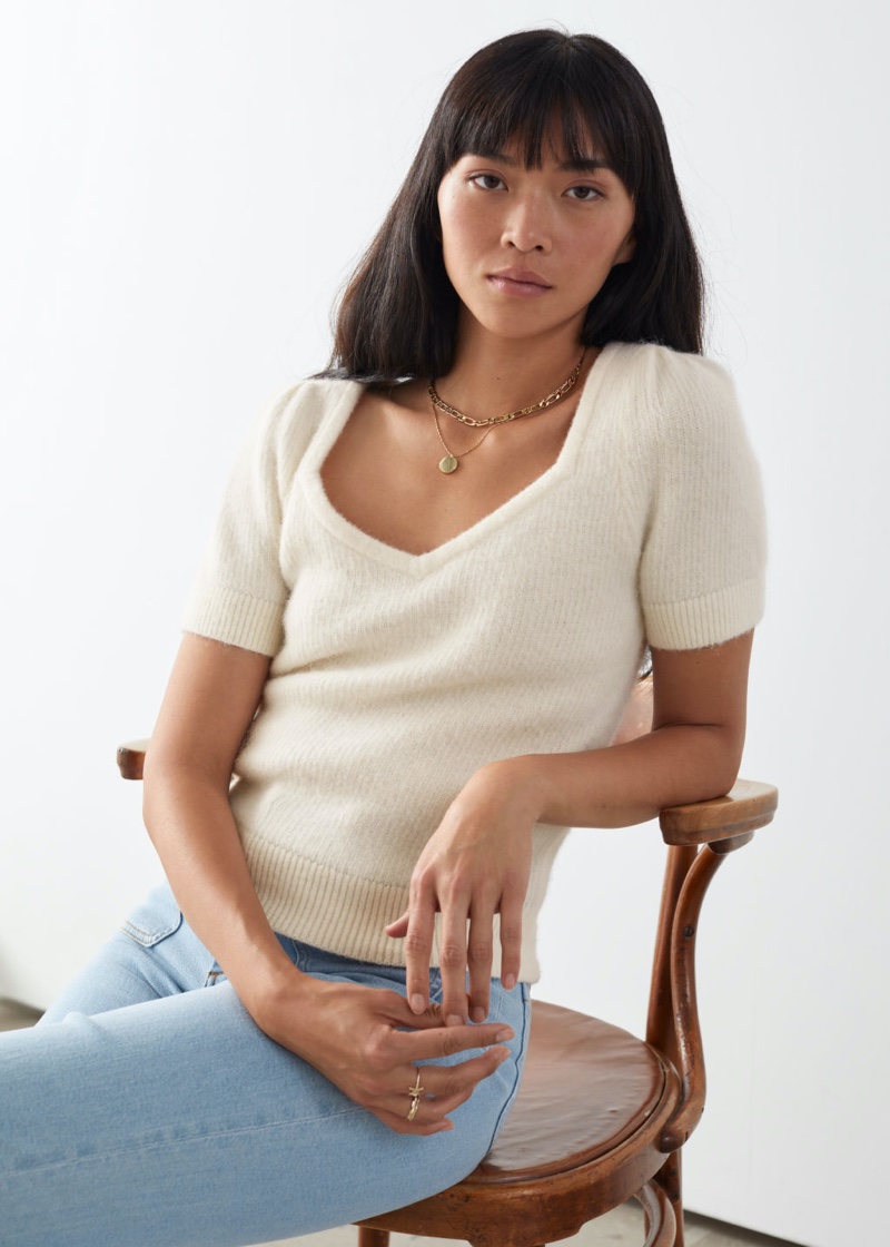 & Other Stories Alpaca Blend Knit Sweater in Creme $69