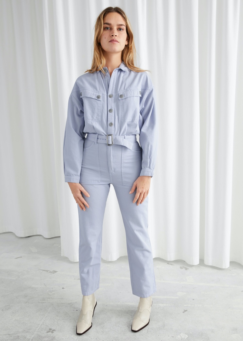 & Other Stories Belted Organic Cotton Utility Jumpsuit $129