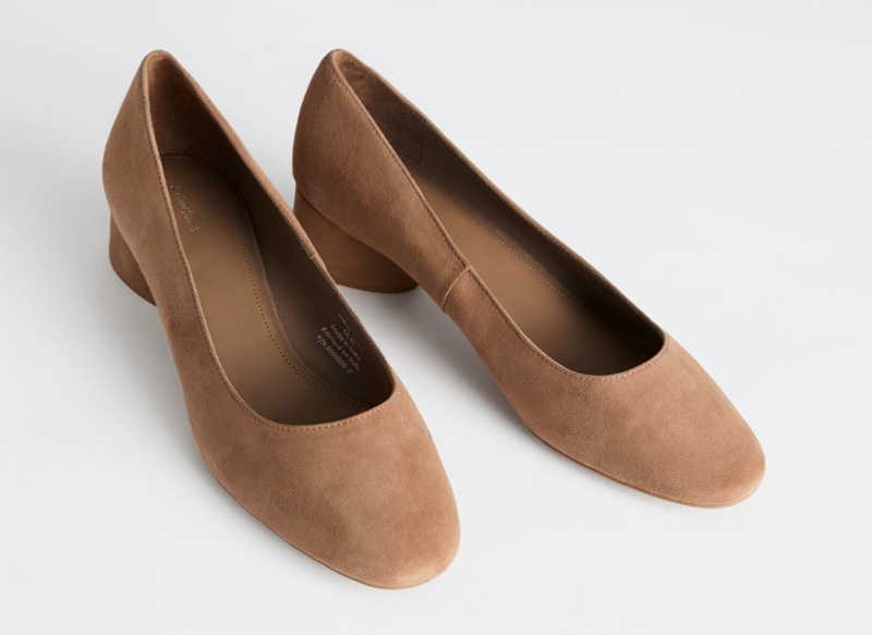 & Other Stories Suede Ballerina Heeled Pumps in Beige $99