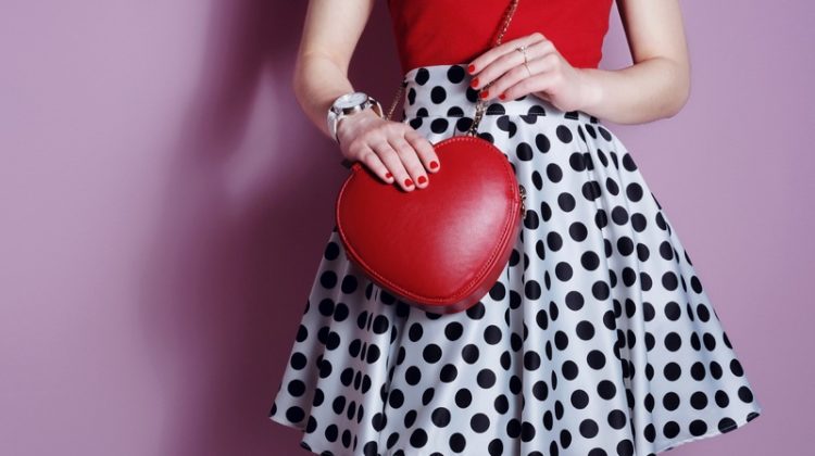 Polka Dot Skirt Red Heart Shaped Bag